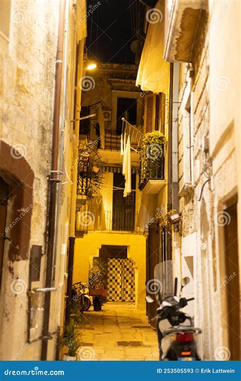 Historic City Center of Bari Italy at Night - BARI, ITALY - OCTOBER 31, 2021 Editorial Stock ...