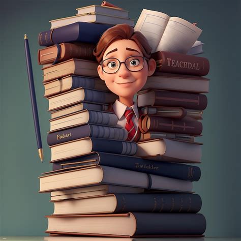 Premium AI Image | a cartoon man with glasses and a book