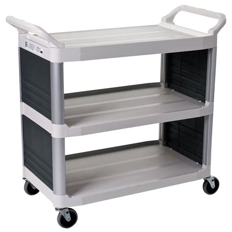 Rubbermaid FG409200OWHT Xtra White 300 lb. Bussing Cart with Enclosed Panels on Both Sides