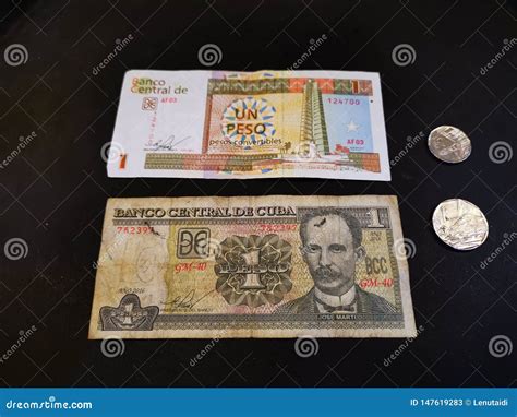 Cuban peso bills and coins stock image. Image of communism - 147619283