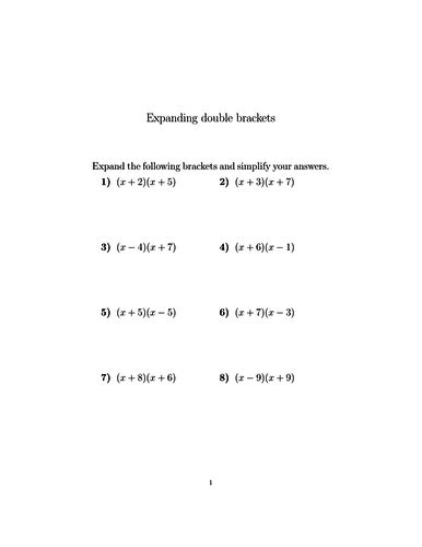 Expanding double brackets worksheet (with solutions) | Teaching Resources