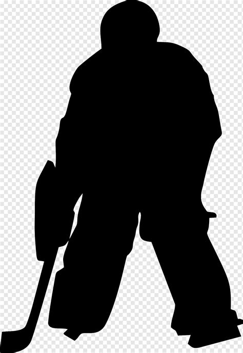 Goaltender Silhouette Field hockey Ice hockey, Silhouette, animals, sticker, black png | PNGWing