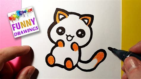 HOW TO DRAW A CUTE FUNNY KITTEN : EASY DRAWING TUTORIAL - YouTube