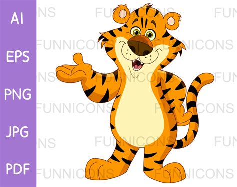 Clipart Cartoon of a Happy Tiger Standing Upright and Presenting ...