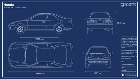 Blueprint Honda Civic Coupe EX 1994 by VictorBravoDesign on DeviantArt