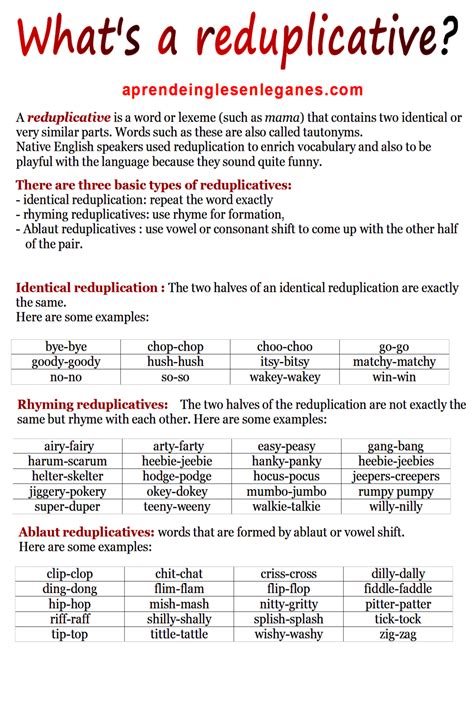 Reduplicatives English Idioms, English Lessons, English Grammar, English Teaching Materials ...