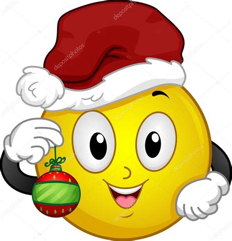 Illustration eines Smileys mit Weihnachtsmütze, der eine ...