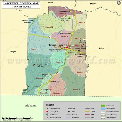 Lawrence County Map, TN | Map of Lawrence County Tennessee