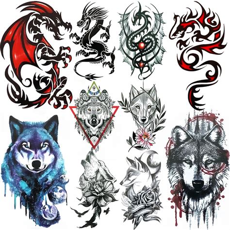 Tribal-Totem-Dragon-Tattoo-Sticker-For-Women-Kids-Men-Black-Wolf ...