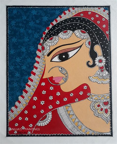 Original Madhubani Painting madhubani Bride 100% Handpainted Acrylic ...