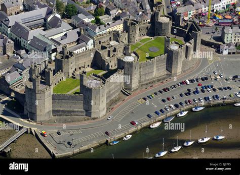 Caernarfon castle aerial hi-res stock photography and images - Alamy