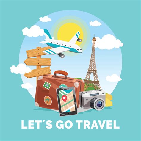 travelling vacation design illustration with cartoon style 2962894 Vector Art at Vecteezy