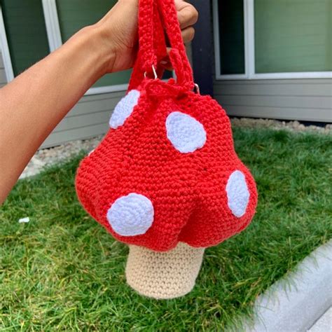 Handmade Crochet Mushroom Shoulder Bag Purse | Etsy