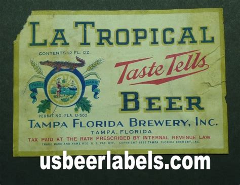 La Tropical Beer Beer Label, Tampa, FL