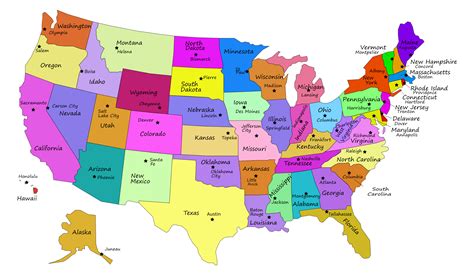 States And Capitals List Printable