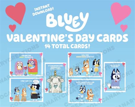 14 Printable Bluey Valentine's Day Cards Bluey Digital - Etsy