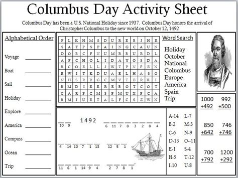 Empowered By THEM: Columbus Day Activity Sheet