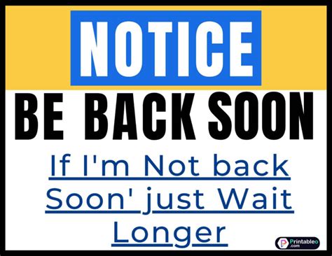 Printable Be Back Soon Sign – Free Printable Signs, 45% OFF