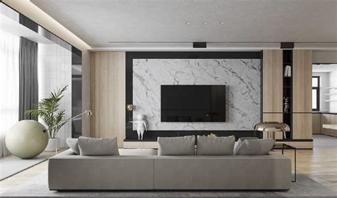 marble TV wall | Interior Design Ideas