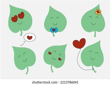 Cute Happy Leaves Heart Shape Illustration Stock Illustration 2213786041 | Shutterstock