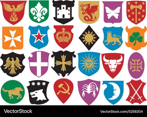 Heraldic symbols icon set Royalty Free Vector Image