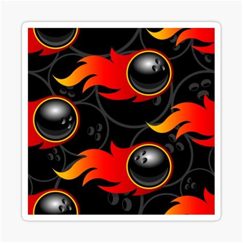 "Bowling Ball Balls Ten Pin 10 Pin Flaming Fire Falling Hot Rod Flames Dark Blue" Sticker for ...