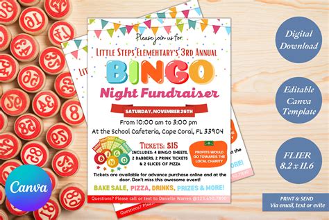 Bingo Night Fundraiser Flyer Bingo Fundraiser PTO Fundraiser - Etsy