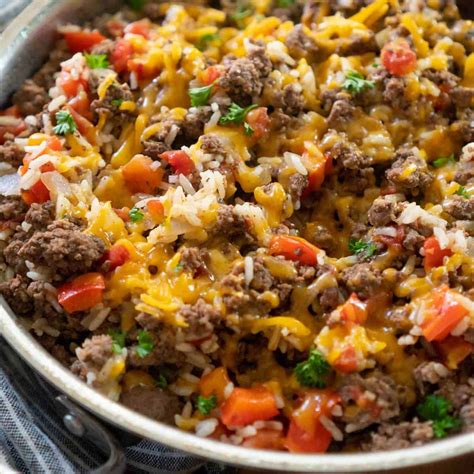 Ground Beef and Rice Skillet is a 30 minute, one pan meal the entire ...