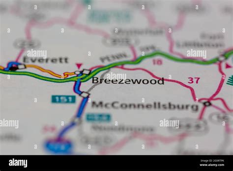 Breezewood Pennsylvania USA shown on a Geography map or Road map Stock ...