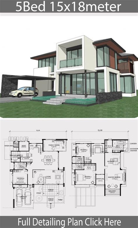 20 Big Modern House Floor Plans | plataran.best in 2020 | Bungalow house plans, Contemporary ...