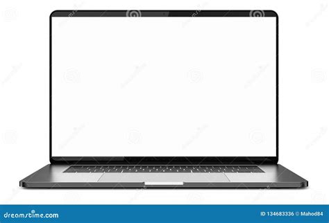 Laptop With Blank Screen Isolated On White Background, Gold Aluminium ...