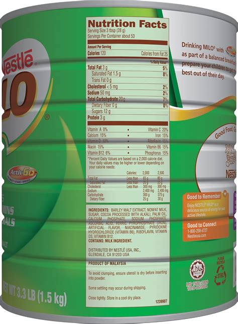 Milo Drink Nutrition Facts | Besto Blog