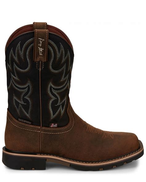 Justin Men's Fireman Black Western Boots - Square Toe | Boot Barn