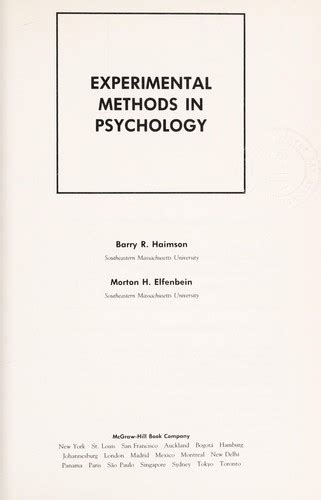 Experimental methods in psychology | Open Library