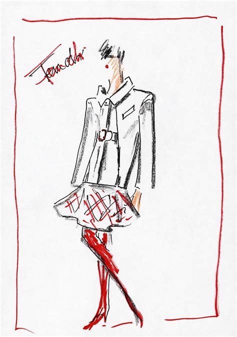 Fendi Karl Lagerfeld Sketch | Fashion drawing sketches, Fashion drawing, Sketches