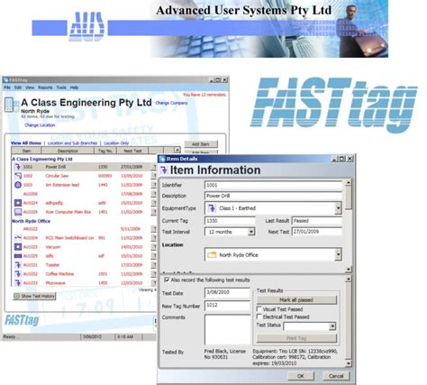 FASTtag - Software - Portable Appliance Testers