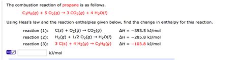 Solved The combustion reaction of propane is as follows. | Chegg.com