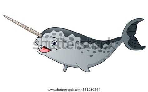 Vector Illustration Cute Cartoon Narwhal Stock Vector (Royalty Free) 581230564 | Shutterstock