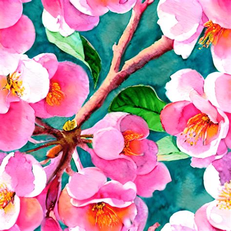 Watercolor Peach Blossom Oil Painting Image of a Blooming Peach · Creative Fabrica