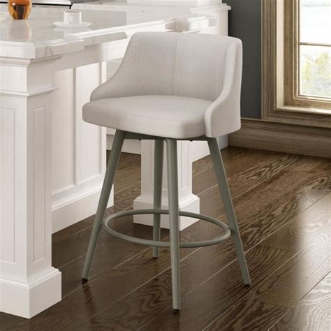 Amisco Duncan Pale Grey Counter Height Upholstered Swivel Bar Stool in ...