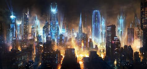 futuristic city artwork fantasy art concept art HD Wallpaper