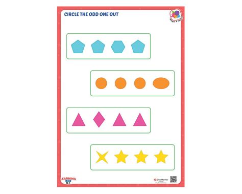 Shapes and Colours Activity Worksheet - Odd One Out. - ClassMonitor