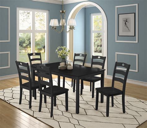 Dining Room Table Set, 7 Piece Dining Table Sets with Dining Chairs for 6, Heavy Duty Wooden ...