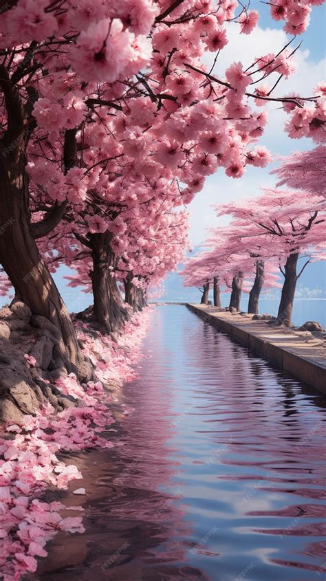 Premium AI Image | wallpaper of cherry blossom scenery