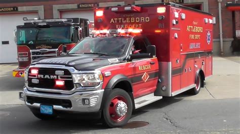 Attleboro, MA Fire Department Rescue 1 Responding - YouTube