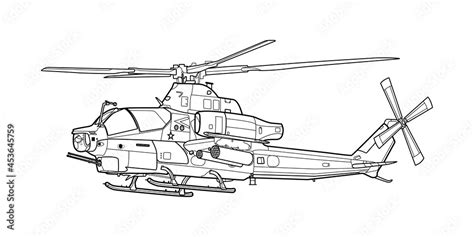 Adult military helicopter coloring page for book. Copter and Aircraft. Vector illustration ...