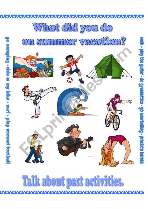 summer vacation activities - ESL worksheet by melissab