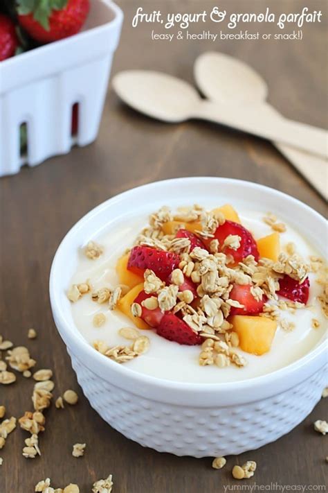 Fruit, Yogurt & Granola Parfait - Easy Breakfast or Snack! - Yummy Healthy Easy