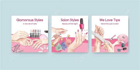 Banner Template With Nail Salon Concept Watercolor Style Vector, Icon, Watercolor, Cuticle PNG ...