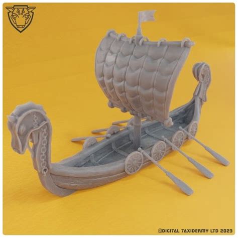 Small Viking Dragon ship Model - 3D Printed Tabletop Gaming STL File - 3D Model Terrain & Miniatures